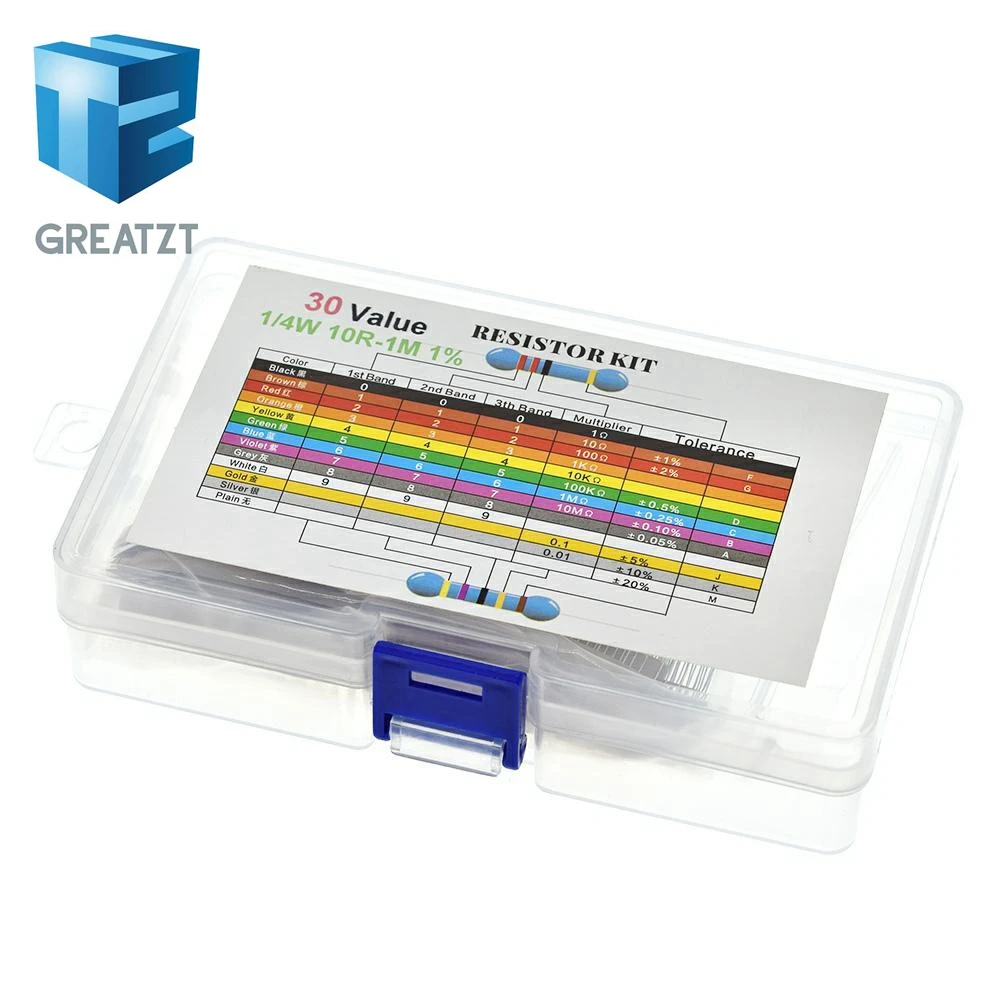 Набор металлических пленочных резисторов GREATZT 600 шт./лот 1/4 Вт набор 1% в