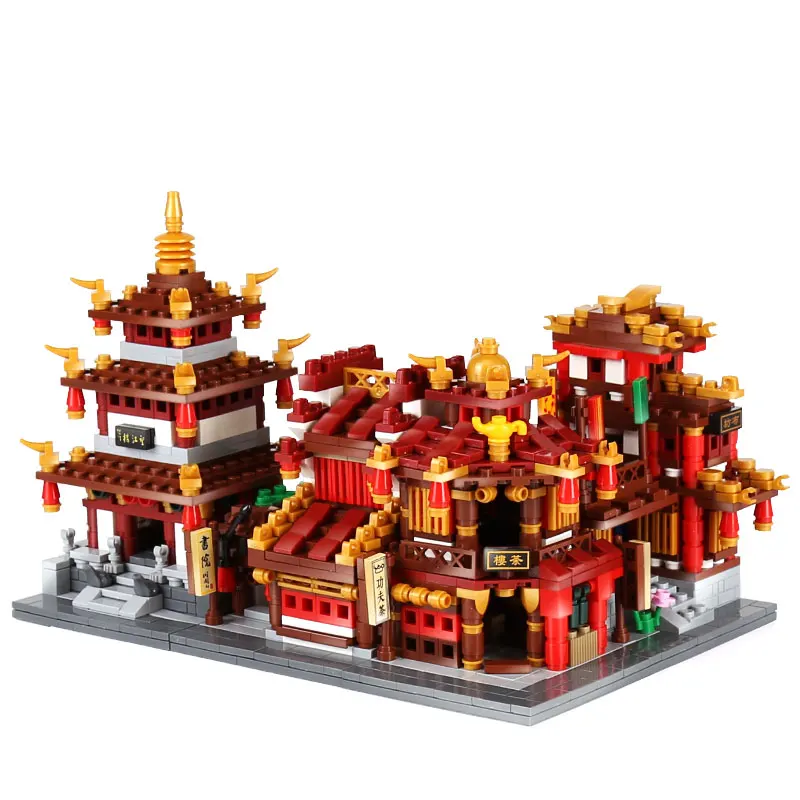 

Chinoiserie Building Blocks ZhongHua Street Teahouse/College/Library/Cloth House/Wangjiang Tower China Inn Building Brock blocks