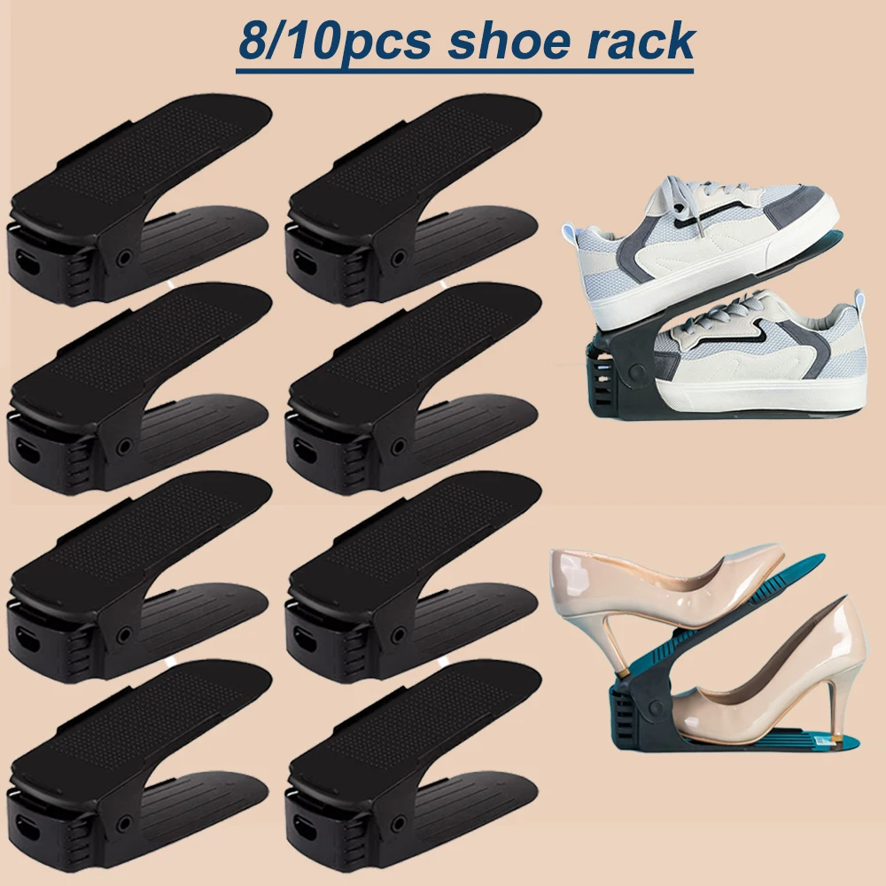 

8/10pc Shoe Rack Organizer Double layer Shoe Rack StandingCabinet Storage Shelf Rack Organizer Shoes For Home Assembled Stand