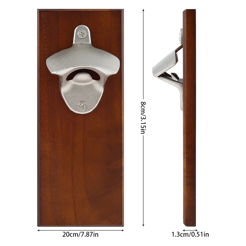 

Wall Mounted Opener Magnetic Can Bottle Cap Opener Wooden Wall Mounted Beer Lid Remover Opening Tool Kitchen accessories