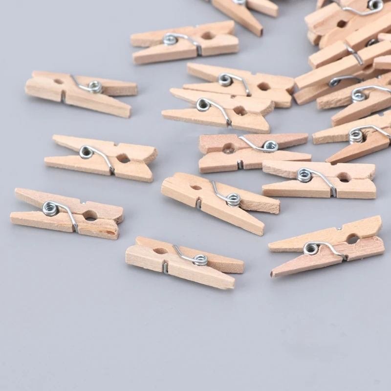

50Pcs/Set Mini DIY Wooden Clothes Photo Paper Pegs Clothespin Cards Craft Clips