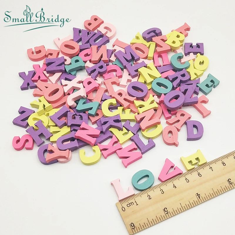 

200pcs Multicolor Letters/Number Wooden Block Bead Of DIY Jewelry Handmade Decorative Wood Chips Beads Mixed Wholesale W8