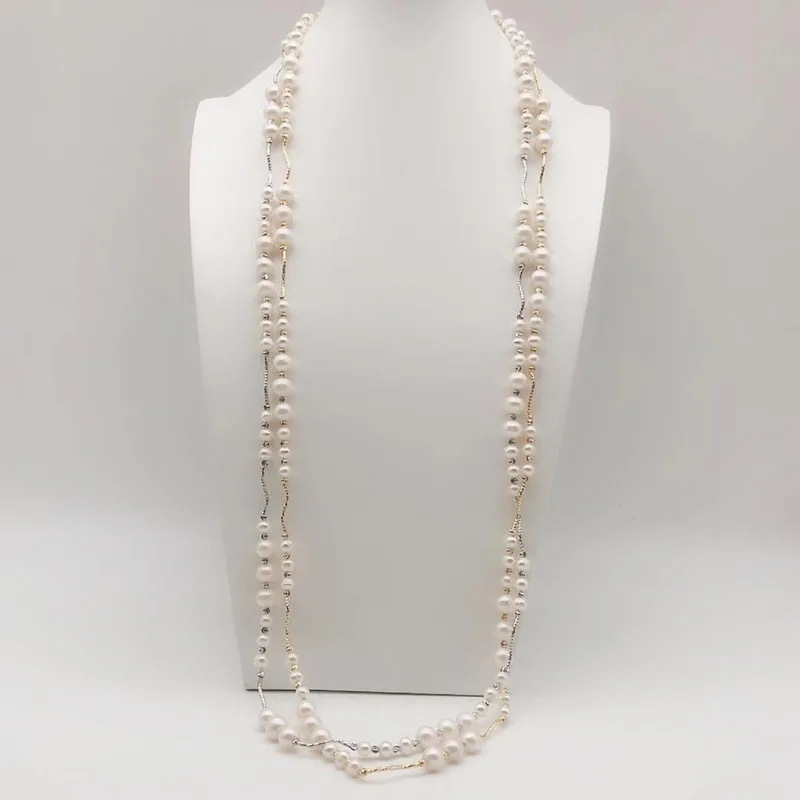 

New natural freshwater pearl 5-9 mm necklace 32 inches