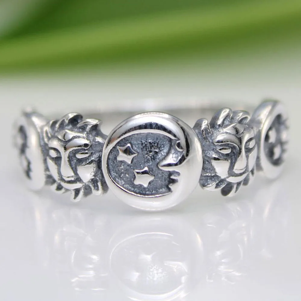 

Fashion Simplicity Party Club Wedding Ring Sun Moon Shape Ring Metal Handmade Finger Ring Female Bohemia Irregular Antique