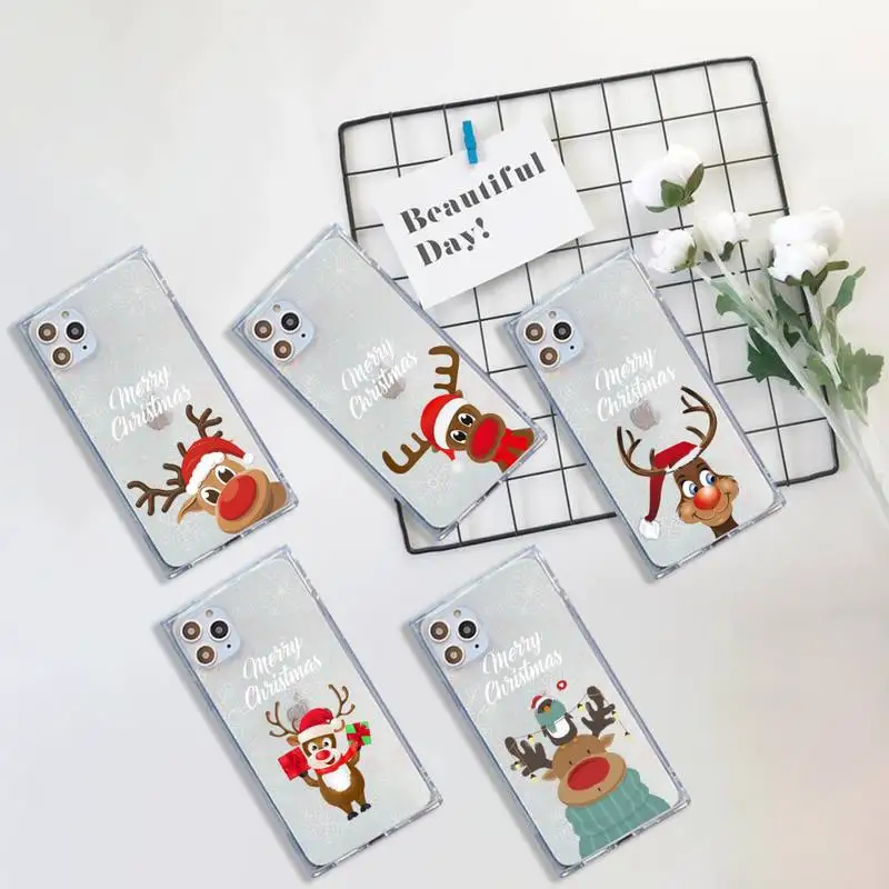 

Cartoon Merry Christmas Phone Case Transparent for iPhone 7 8 11 12 se 2020 mini pro X XS XR MAX Plus