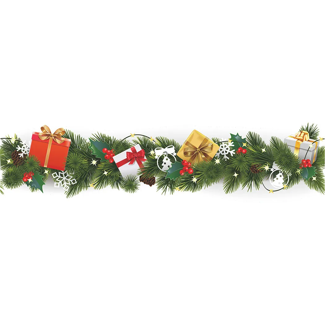 

1pcs Christmas Wall Stickers Pine Branch Gift Colorful Ball Snowflake Window Glass Decoration Wall Art Stickers Home Decor