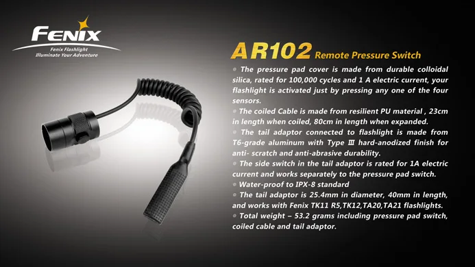 Fenix AER-01 AR102 дистанционный переключатель давления для TK11 TK12 TK15C TK22 TK21 PD35 TA20 TA21 крысиный хвост переключатель воздуха(1 шт