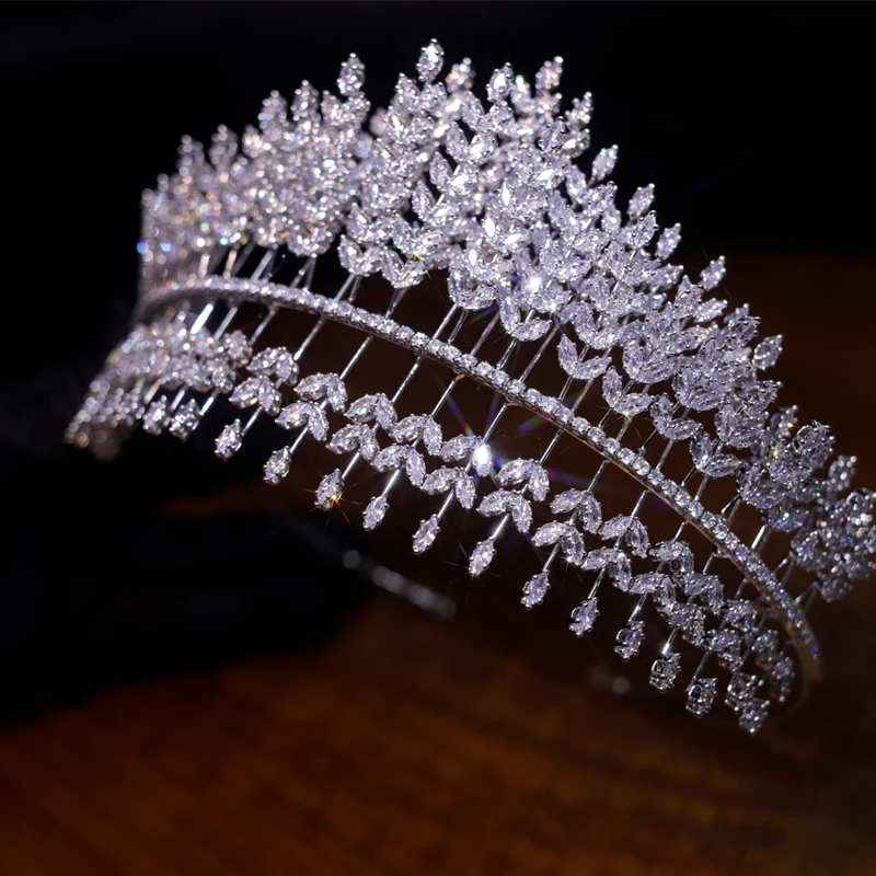 

Himstory Luxurious 3A Zircon CZ Stone Tiaras Crown for Queen Wedding Headpiece Bridal Pageant Prom Hair Jewelry Accessories