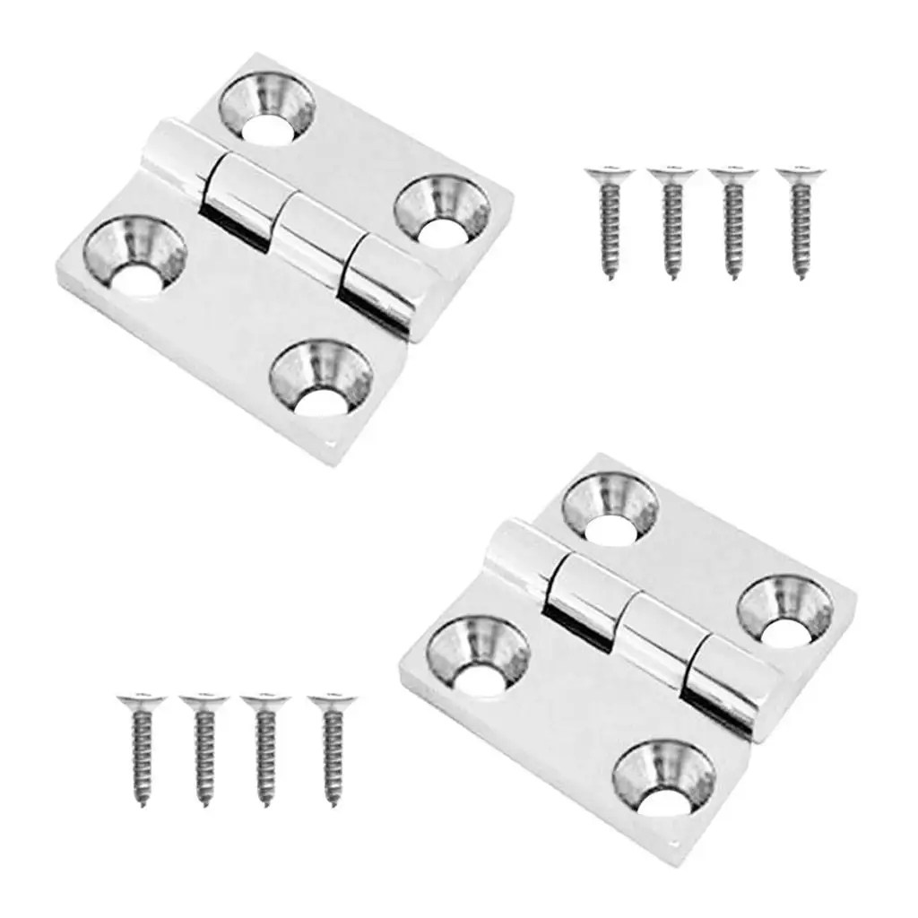 

2 Pieces Stainless Steel 2'' Door Butt Hinge with Mounting Screws Marine Cabinet Cupboard Boat/Yacht/Rib Hardware