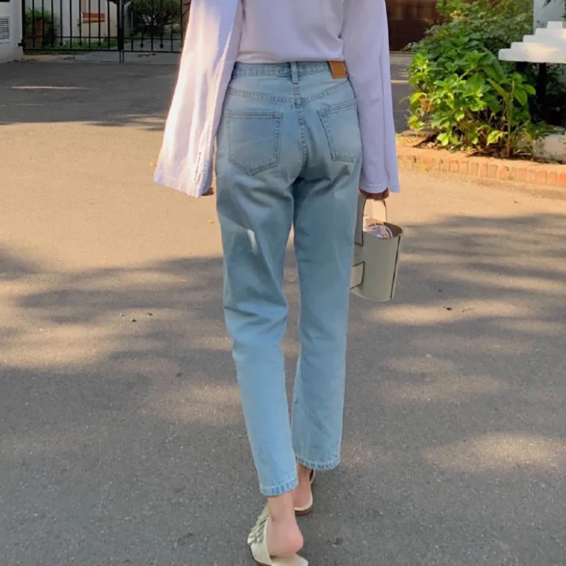 Повседневные Прямые и Асимметричные женские джинсы Rowling в скандинавском стиле |