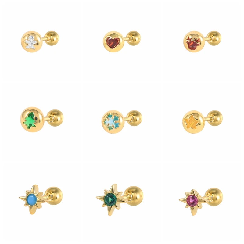 

Женские серьги-гвоздики из серебра 925 пробы, со звездой, снежинкой, оленем, снеговиком, сердцем