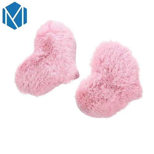 Heart pink M MMISM; Симпатичные тапочки с узором в виде звезда, заколка с цветным кролик заколки Для детей плюшевые пальто с искусственным мехом и завязками детские украшения для волос в подарок - Цвет: Heart pink