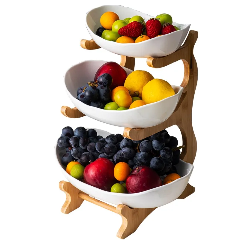 

Living Room Home Three-layer Plastic Fruit Plate Snack Dish Creative Modern Stand Salad Bowl Dried Fruit Basket Candy Cake