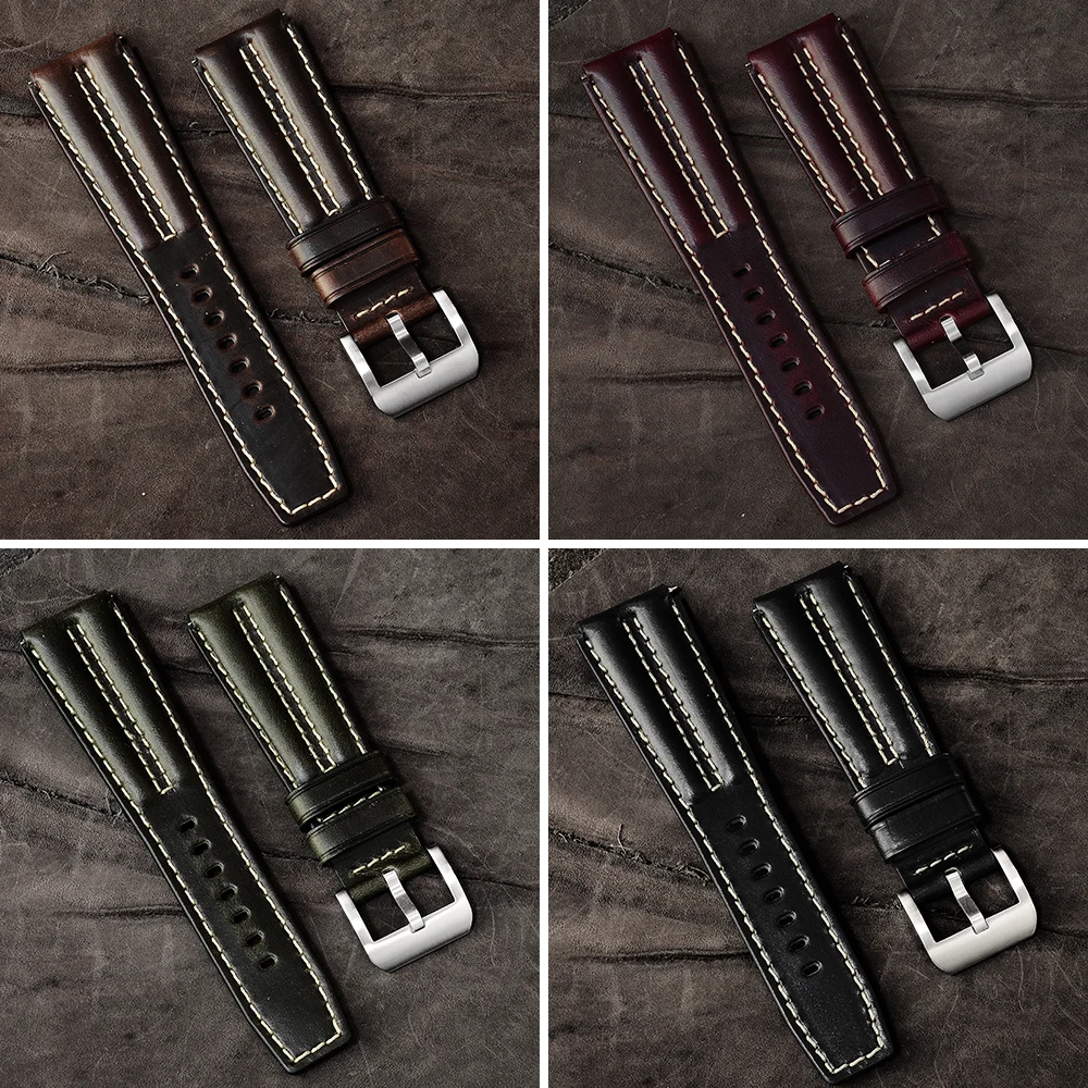 San Martin Horween Cow Leather Watchbands Watch Straps Bands 22mm Strap Comfortable Belts For Men Watches Retro Stylish Business