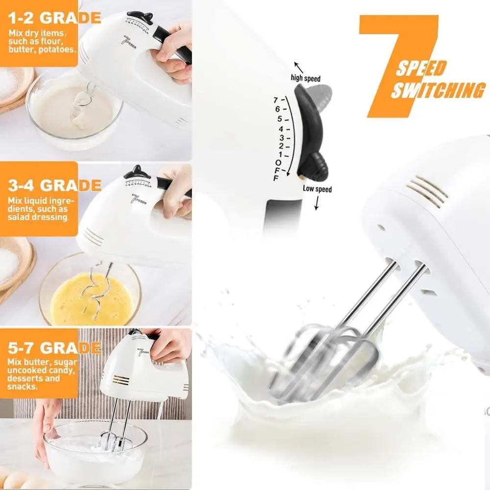Электрический Миксер с 7 скоростями венчиком для яиц включает 2 измельчителя