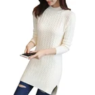 Осенний пуловер свитер женский весенний новый корейский свободный свитер Ma Hua нижняя рубашка средней длины с разрезом Тонкий вязаный свитер платье для женщин