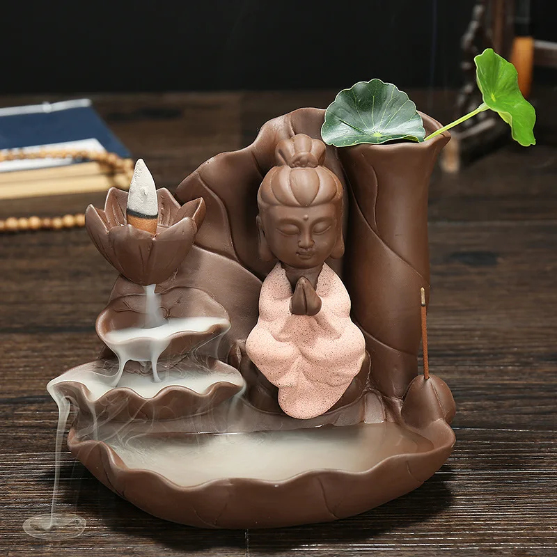 

Western Three Sage Smoke Backflow Aromatherapy Oven Zisha Home Decoration Lotus Leaf Lotus Tathagata Backflow Incense Burner