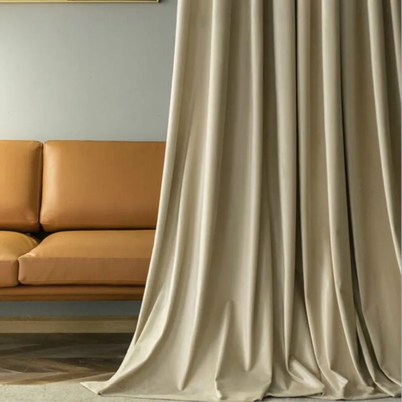 

Solid Holland Velvet Blackout Curtain For Bedroom Living Room Thicking Flannel Window Curtain Home Hotel Deco Blind Finished