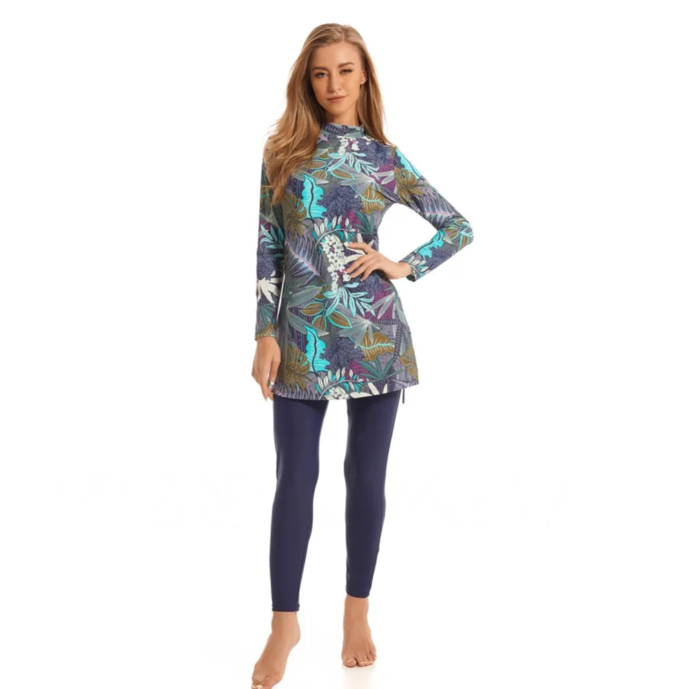 Женский купальный костюм HAOFAN скромный лоскутный купальник с длинным рукавом