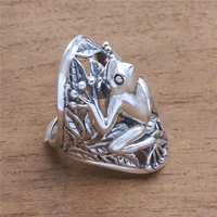 retro copper women ring creative design hollow frog pattern rings for women wedding jewelry anniversary gift support wholesale