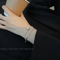 korean fashion hollow out heart pendant bracelet on hand for women punk hand chain goth charm bracelet jewelry 2021