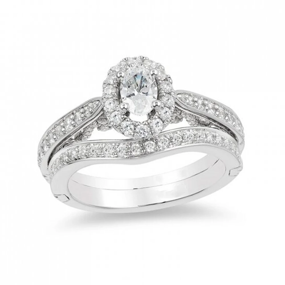 

HESHI Enchanted Ariel Oval Diamond Frame Engagement Ring in White