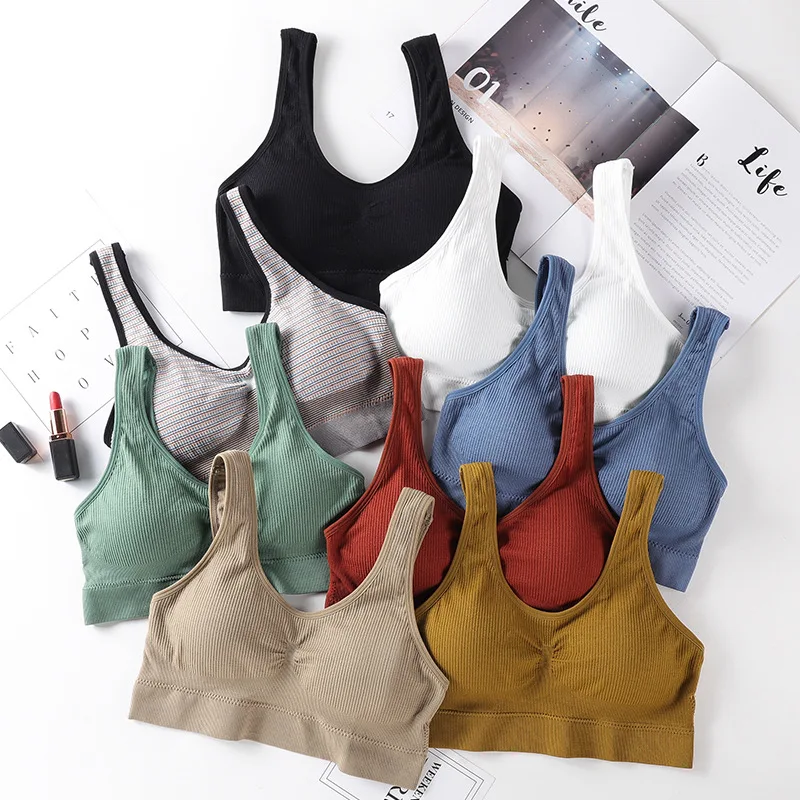 

Women Seamless Sport Bra 2021 Padded Bralette Tube Tops Streetwear Push Up Underwear Lingerie Female Gym Crop Top U Sahped Vest