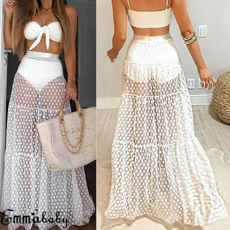 Женская юбка ретро с узором в горошек прозрачная сетчатая плиссированная