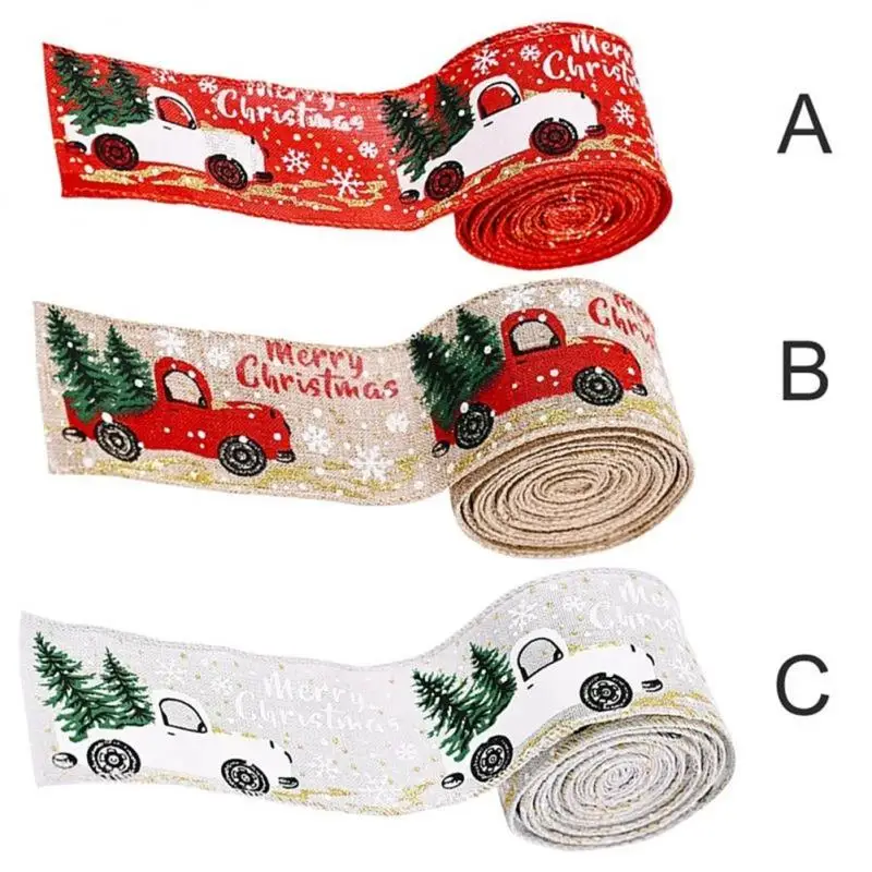 

Christmas DIY Fabric Swirl Ribbon Burlap Ribbon With Wired Edge Gift Wrapping Christmas Tree Ribbon Wreath Bows Xmas Decoration