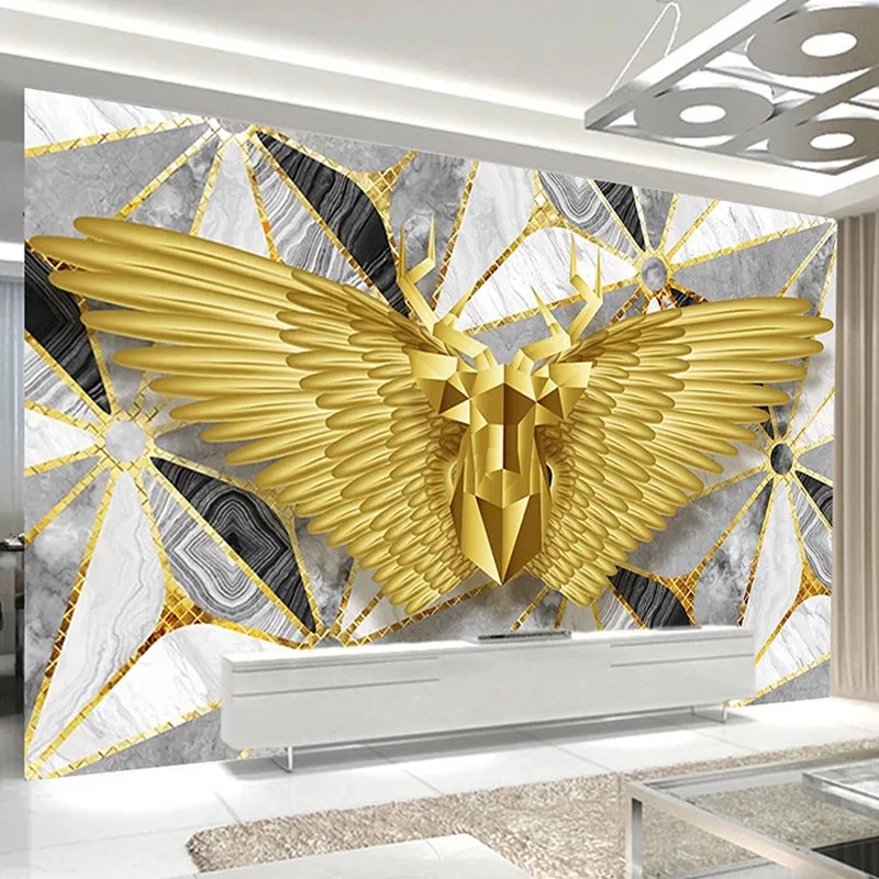 Пользовательские Настенные обои современные 3D стерео мраморные геометрические