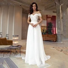 Элегантное блестящее свадебное платье UZN трапециевидной формы с открытыми плечами и короткими рукавами платье невесты со складками платье невесты на молнии