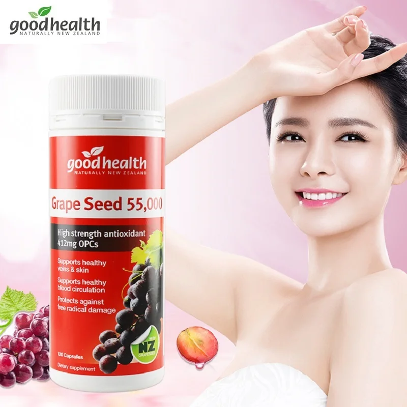

Good Health Grape Seed 55000mg 120 OPCs Collagen Potent antioxidant Women Health Supplement Healthy Skin Veins Blood Circulation