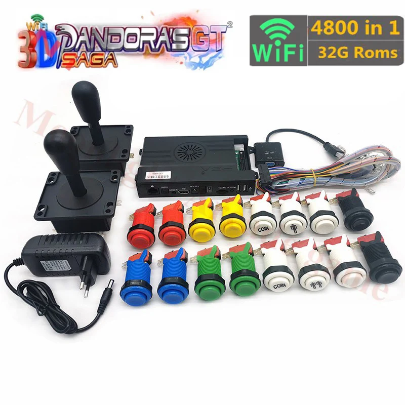 

3D Pandora Saga Box 4800 in 1 Wifi DIY Kit 2 Playes Arcade Game Cabinet 8 Way Joystick Switch Type Push Button With Tutorial