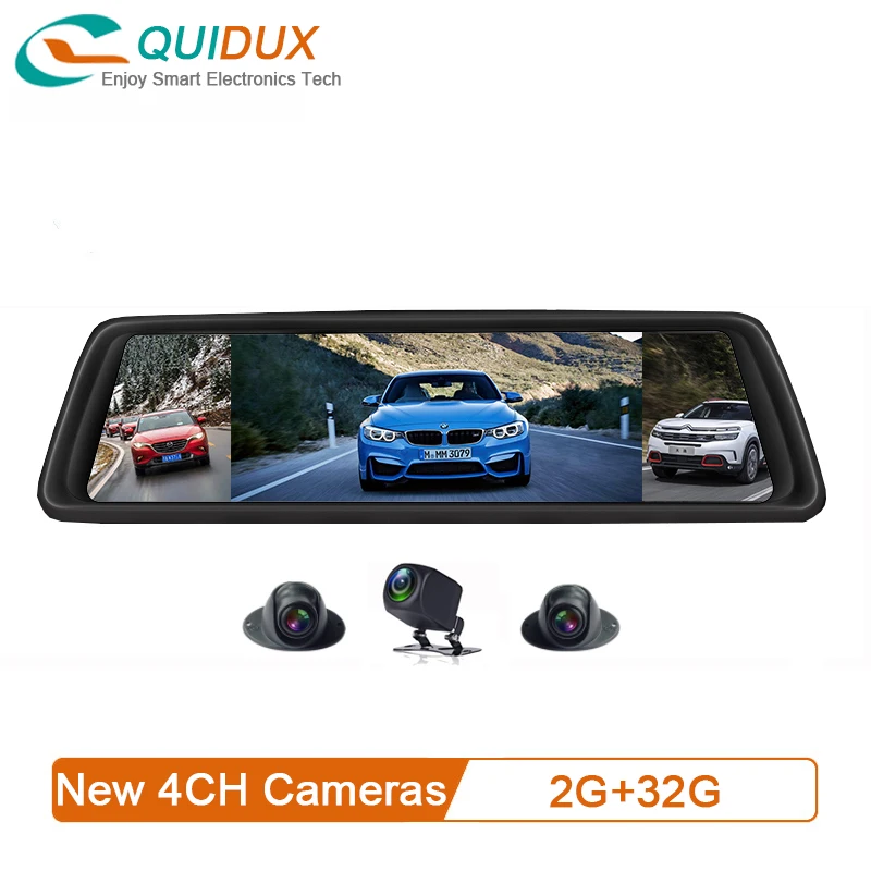 2019 4CH камеры 2G + 32G Android Dash Cam 10 &quotчетырехъядерный Смарт Мультимедиа зеркало GPS Navi
