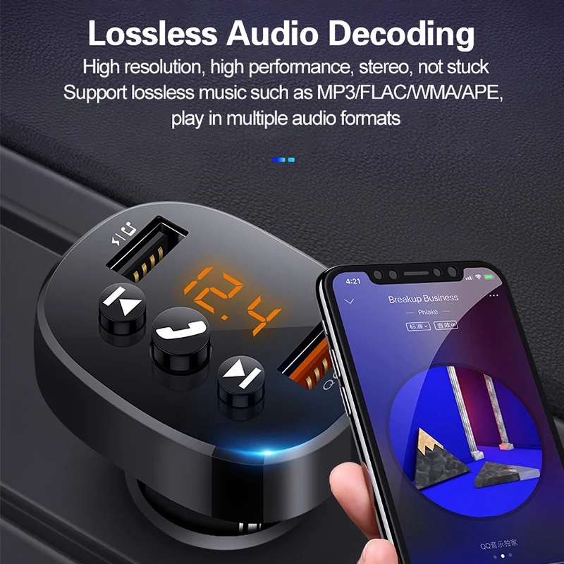 FM-модулятор Bluetooth 5 0 автомобильный комплект громкой связи аудио mp3-плеер с двойным