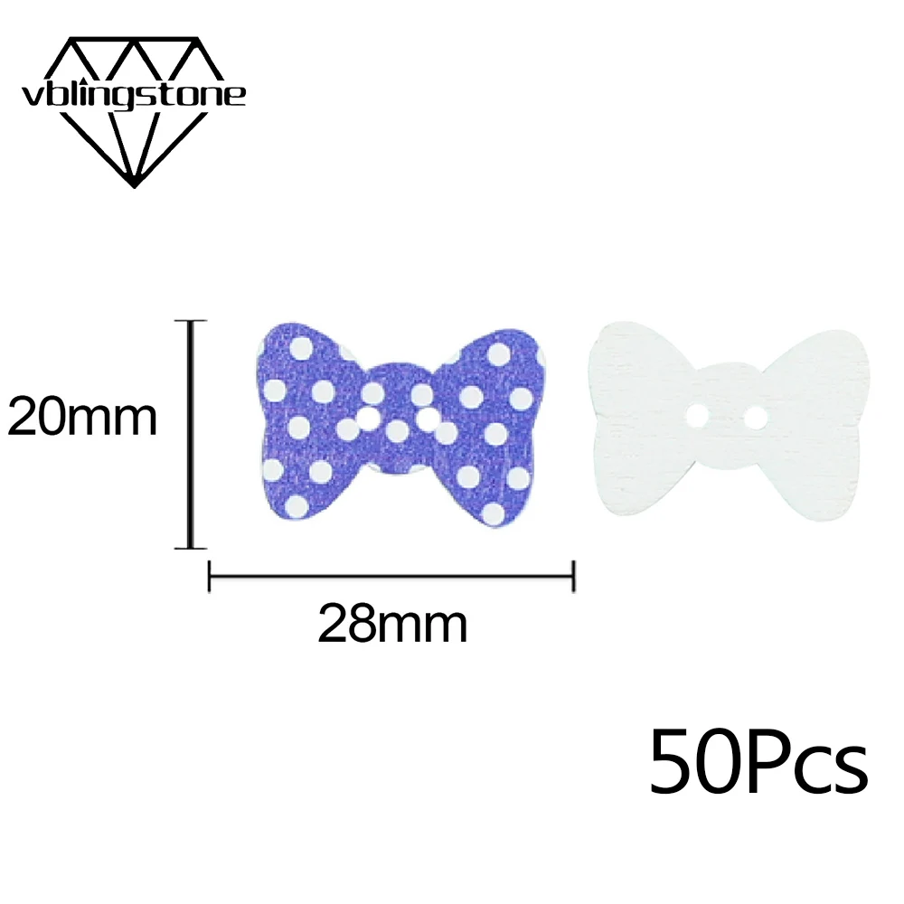 50PCs Dots Bow Wood Button 2-Holes Decorative For Scrapbooking Sewing Baby Clothes DIY Accessories | Дом и сад