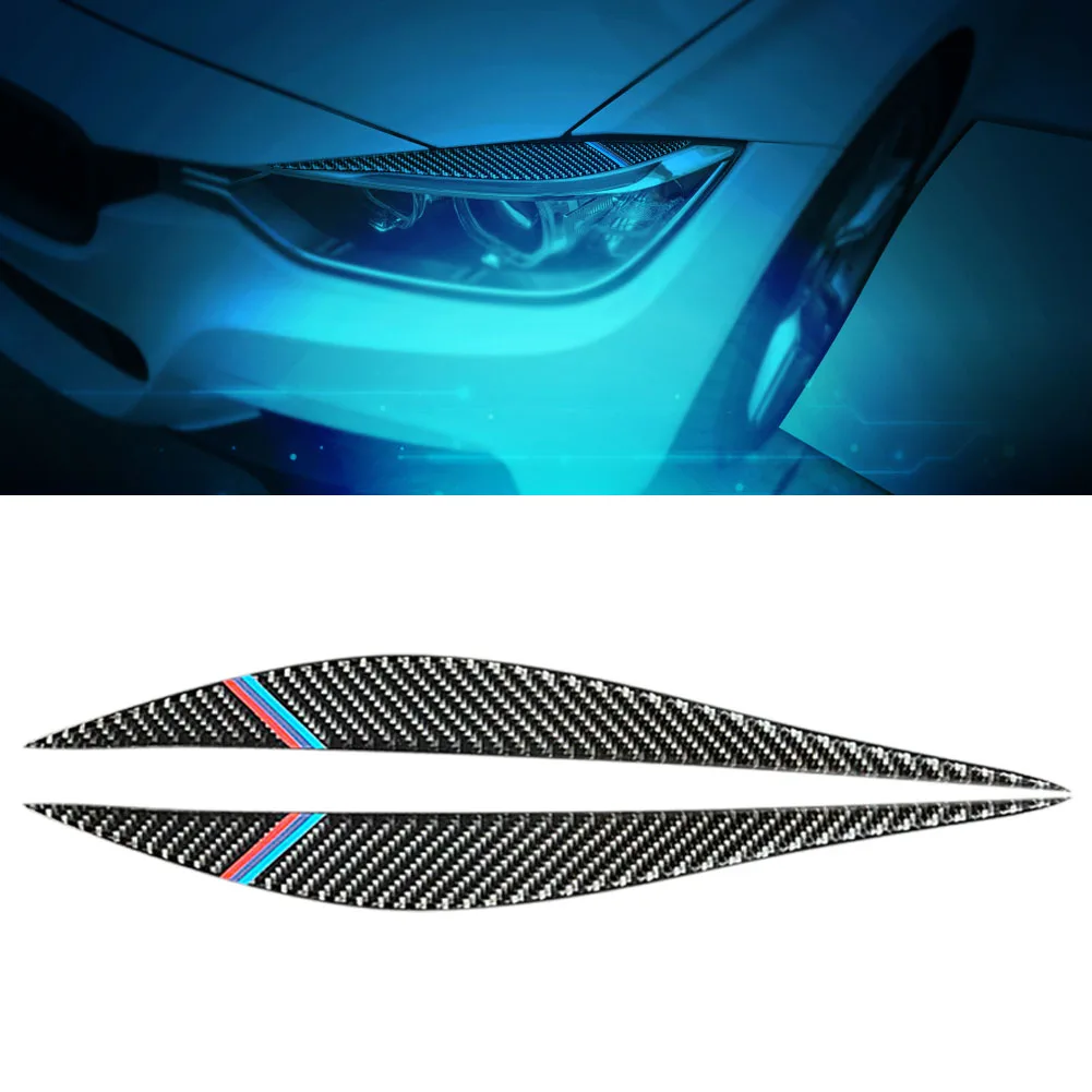 

2PCS Headlight Eyebrow Carbon Fiber Headlight Headlamp Eyebrows Eyelids Cover Trim Sticker For BMW 3 Series Type-B Dropshipping