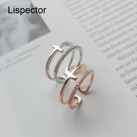 lispector 925 sterling silver simple rose gold cross rings for women religious double layers ring christian female jewelry gifts