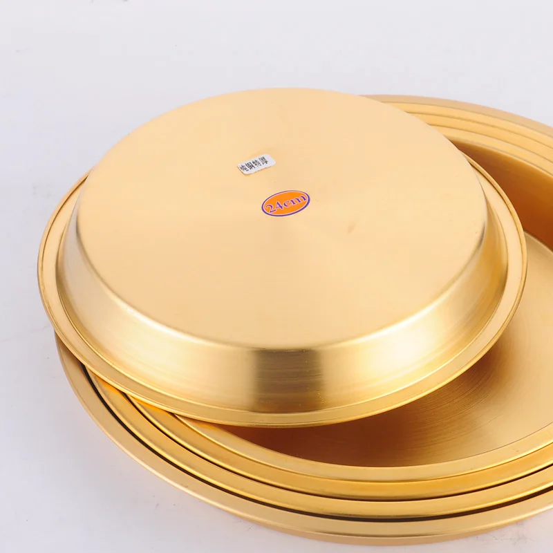 

Thickened Pure Brass Plate 24-32CM Cake Dessert Plate Fruit Plate 1PCS
