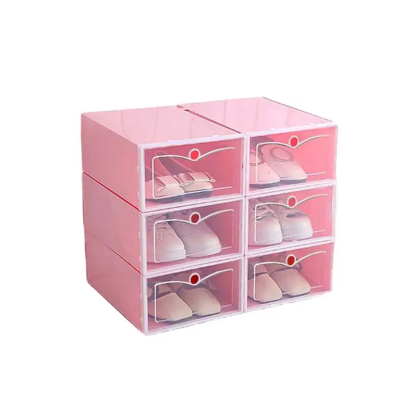 

6Pcs Plastic Shoe Box Stackable Foldable Shoe Organizer Drawer Storage Case with Flipping Clear Door Ladies Men 33.5x23.5x13cm