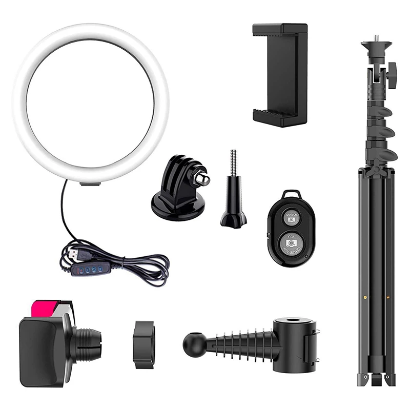 Selfie Ring Light Dimmable LED Video USB Lamp with Retractable Tripod for Makeup Live Studio | Электроника