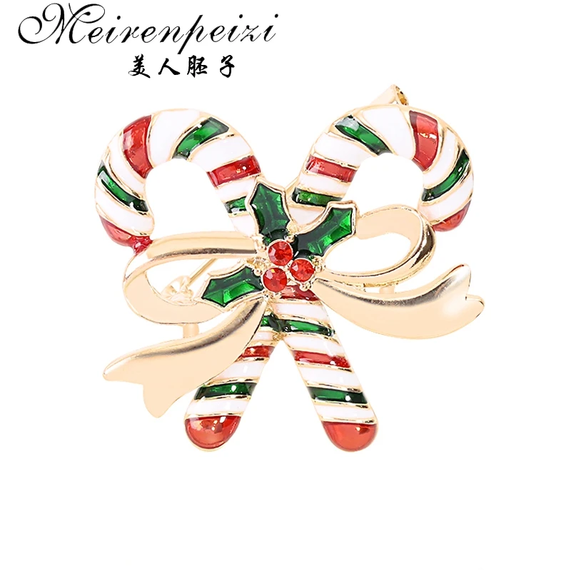 as photo Meirenpeizi Merry Christmas Броши Булавки милый Санта Клаус шляпа перчатки колокольчики носки пончики Конфета Эмаль Булавка значки брошь - Окраска металла: as photo