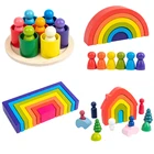 Конструктор детский деревянный, Радужный, сборные игрушки сделай сам, для раннего обучения по системе Монтессори