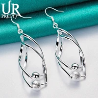 urpretty new 925 sterling silver double twisted ball drop earring for women wedding engagement party jewelry charm gift