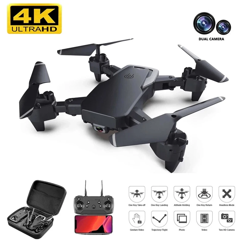 

RC Quadcopter Drone 4K Dual HD Camera Professional FPV Hight Hold Mode One Key Return Foldable Arm Flight Simulator Toy for Kids