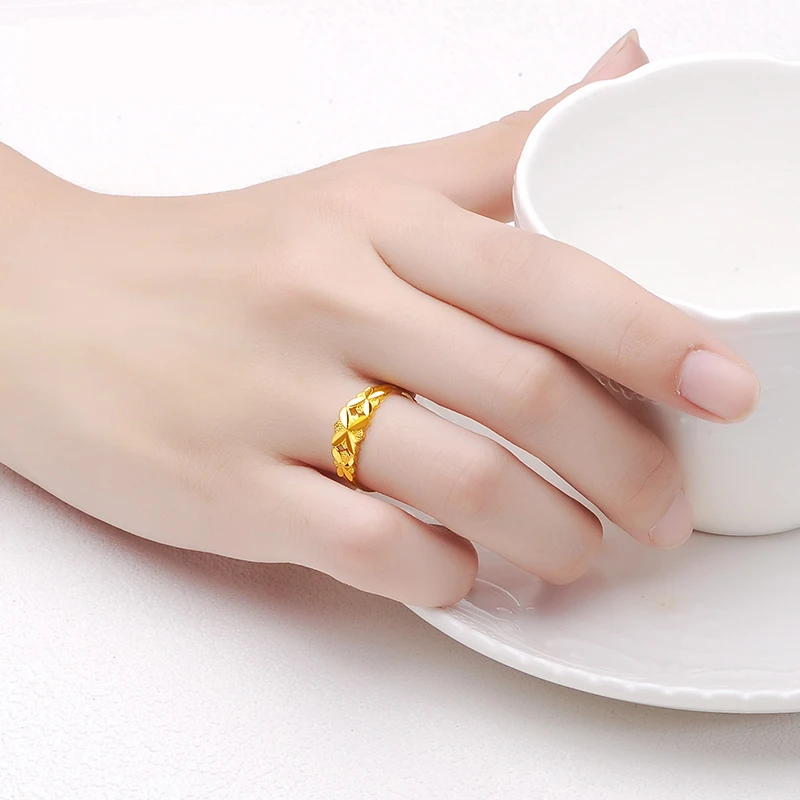 Кольцо JLZB из чистого золота 24 К кольца настоящего 999 пробы с красивыми цветами