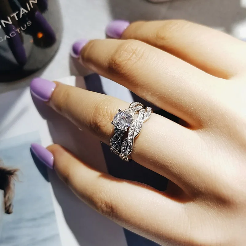 925 серебро 2018 Новое поступление обручальное кольцо набор пара для невесты обувь