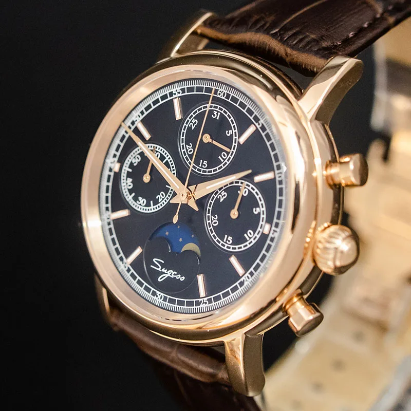 Супер Светящиеся механические часы с хронографом для мужчин ST1908 Moon Phase NATO Calendar мужские наручные часы Relogio