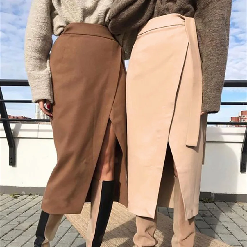 Юбка карандаш с завышенной талией до середины икры|Женские юбки| |