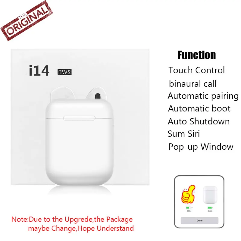 i14 tws i13 i14 i15 наушники-вкладыши TWS с PK i7s i9 i10 i12 i20 i30 i60 i80 наушники-вкладыши tws с сенсорная клавиша Беспроводной наушники Bluetooth 5,0 гарнитура наушники - Color: i14 tws